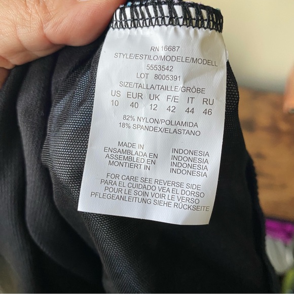 Swim Solutions Woman's Tummy Control Black Multi Floral One-Piece Swimsuit 10 - Picture 6 of 8